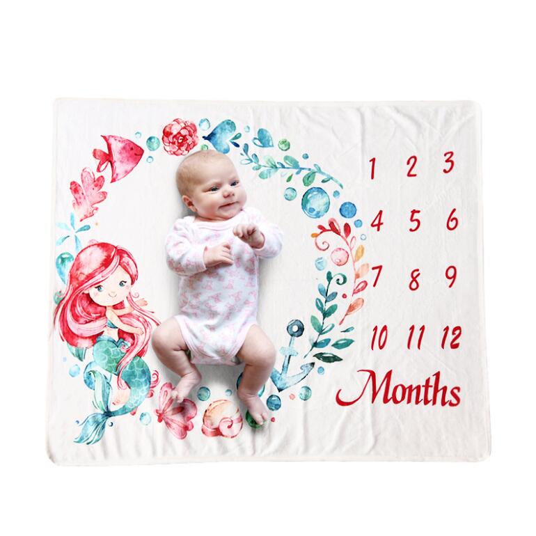 Zachte Flanellen Deken Gedenkteken Foto Achtergrond Baby Photo Props Baby Maandelijkse Groei Milestone Deken Warmswaddling Wrap: 18