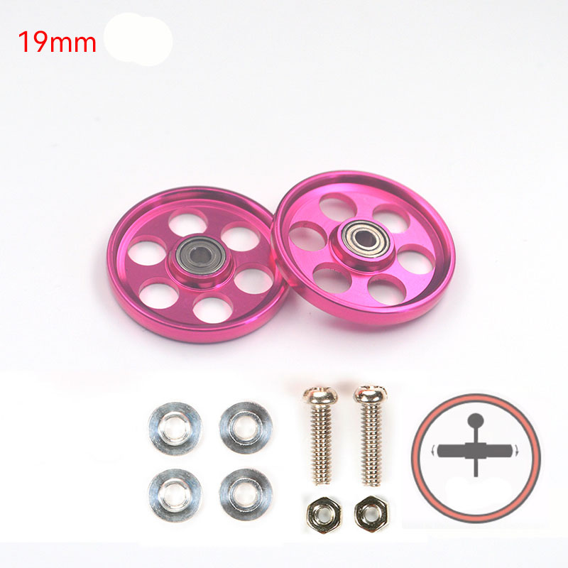 2pcs Aluminum Alloy 19mm Rollers Bearing Roller Arc Edge Guide Wheel Tamiya Mini 4WD 94996/95349/95348/15449 Self Made Parts