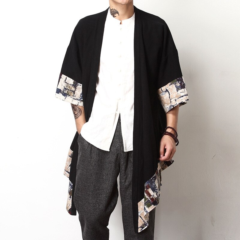 Japanese kimono cardigan men haori yukata male samurai costume clothing kimono jacket mens kimono shirt yukata haori