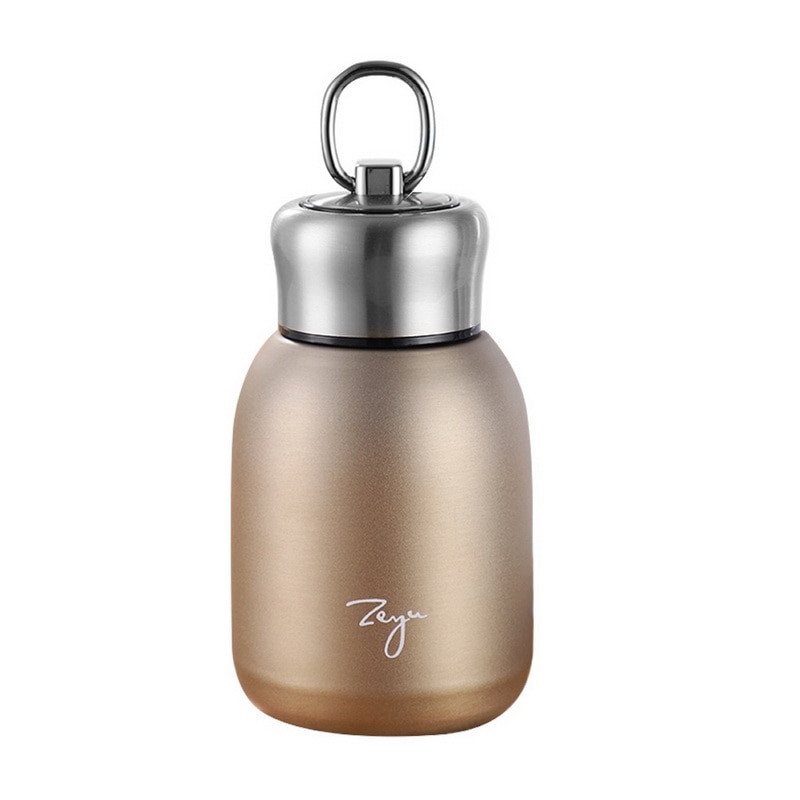 300ml mini-kaffe-vakuumflasker dejlig rustfrit stål termokande bærbar rejse vandflaske isoleret termisk flaske: Guld