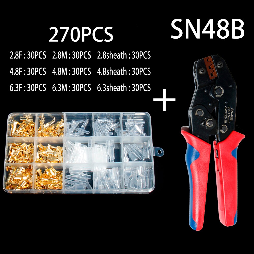 2.8/4.8/6.3mm SN48B golden box insulated wire crimp sheath wound connector plug press-insert spring insert quick simple terminal: 270 48B  J