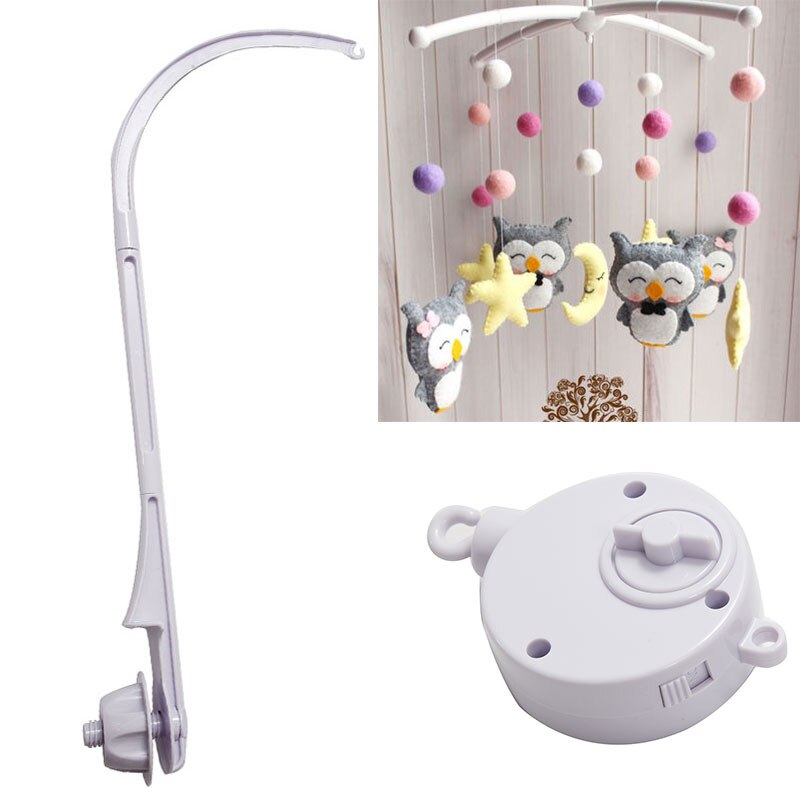 Mobiele Baby Wieg Houder Babybedje Mobiele Bed Bel Opknoping Speelgoed 360 Graden Draaien Beugel Wind-Up Music Box baby Rammelaar Speelgoed: Grijs
