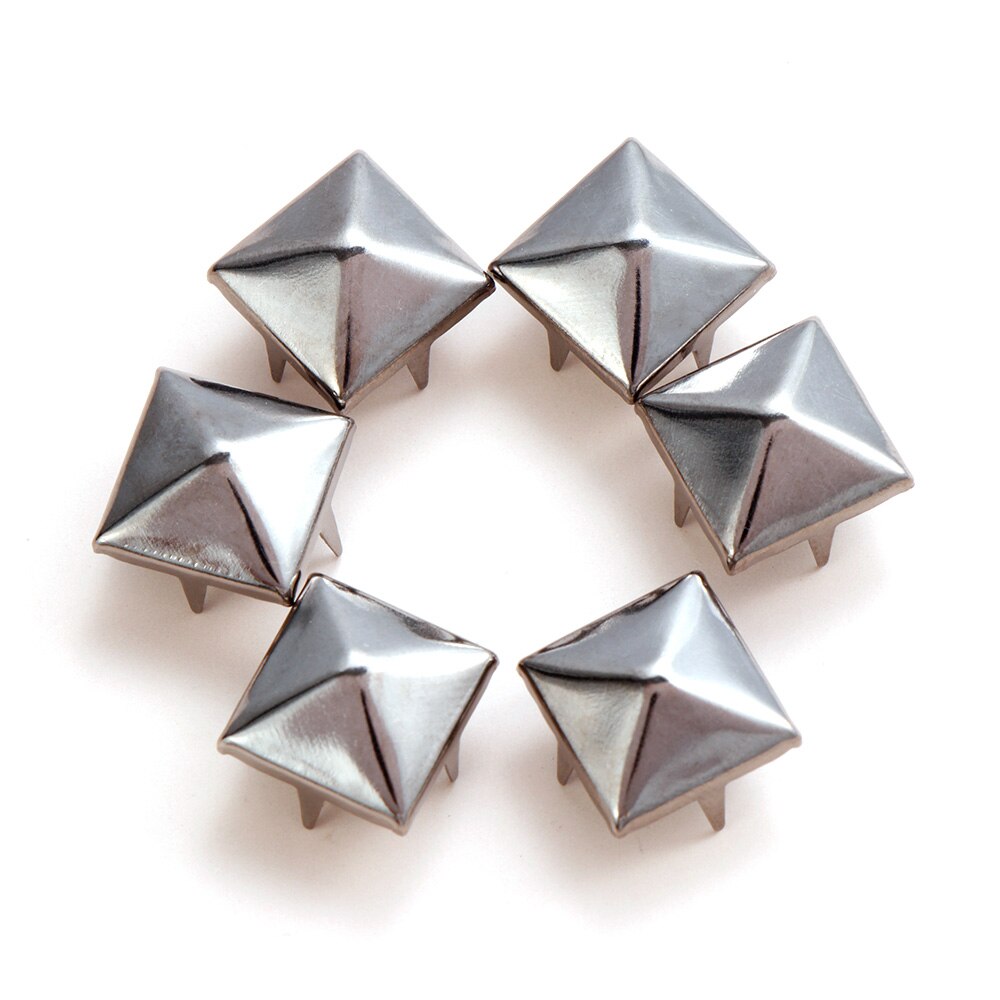 100 st 6/8/10/12mm solida nagelband nitar gör-det-själv läder hantverk fyra klor fyrkantiga spikar kläder/väska/skor metall mässing pyramid spik