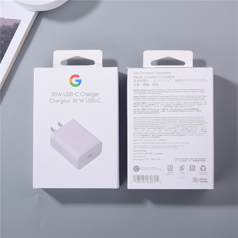 Original 30w- oplader til google pixel 9 8 7 pro  xl 3 4a hurtigopladning eu/us/uk strømadapter kompatibel med usb-c-enheder