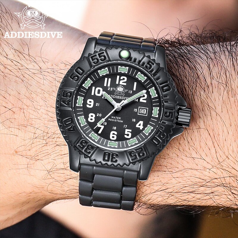 Addiesdive Heren Sporthorloge Lichtgevend Multifunctioneel 50M Waterdicht Roestvrij Staal Reloj Hombre Heren Quartz Horloge Relogio