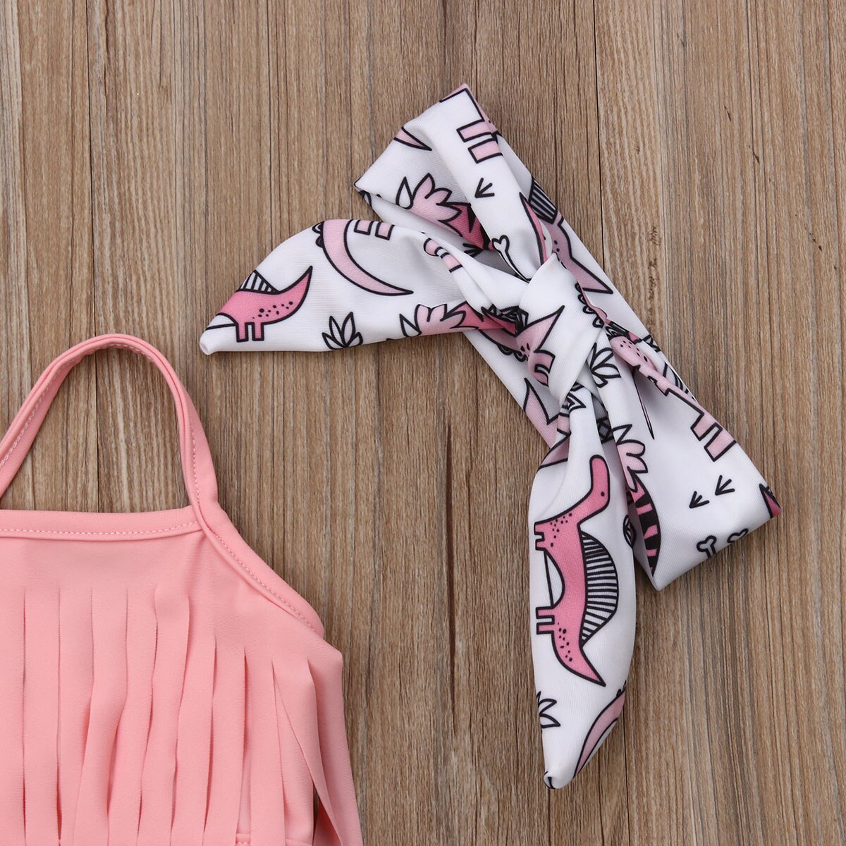 Baby Badeanzug Neue Sommer freundlicher Mädchen Quaste Gurt Spitzen Dinosaurier Unterseite Stirnband 3 Stck Bademode Beachwear-badeanzug 0 -24 M