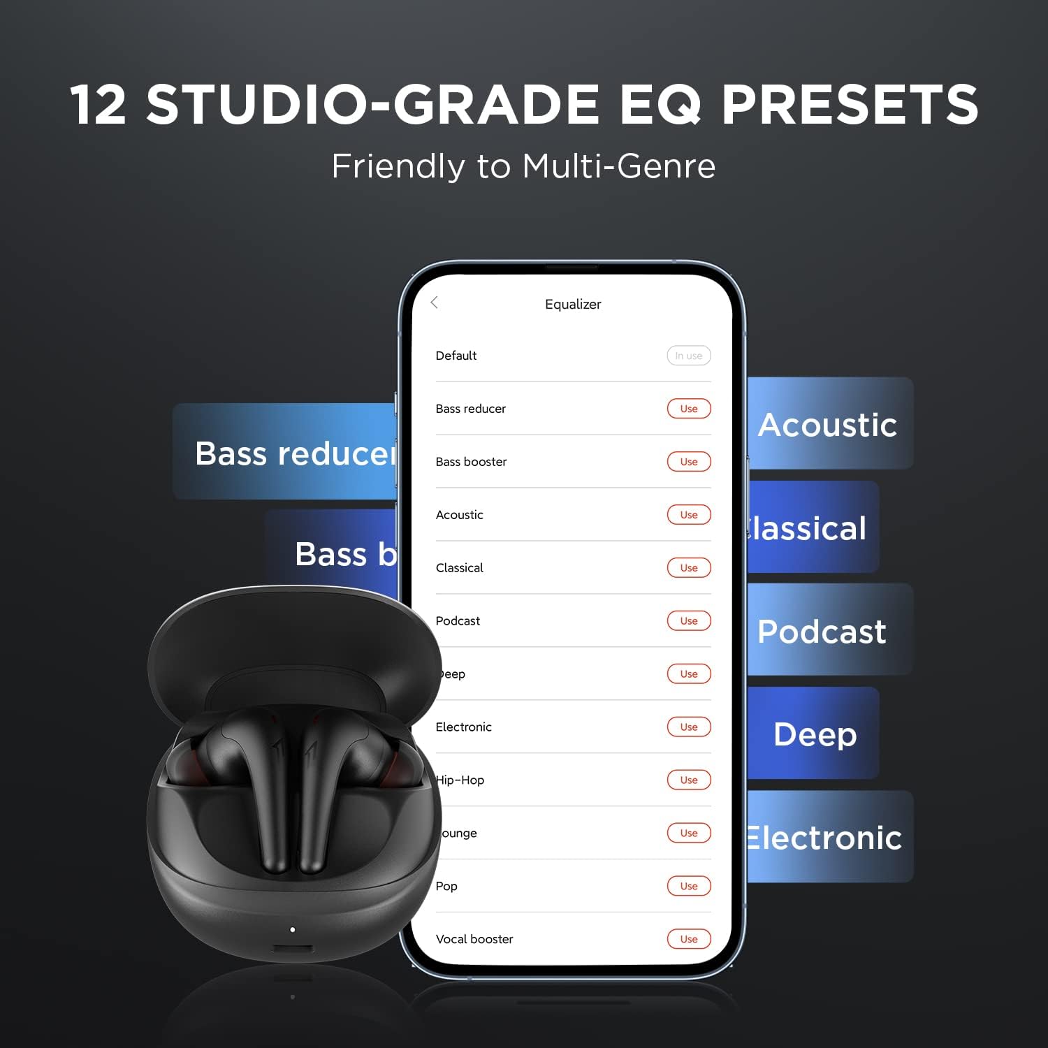 Écouteurs Aero Bluetooth 5.2, suppression du bruit, flash, appels clairs, autonomie de 28 heures, chargement sans fil, casque électronique, 1 plus