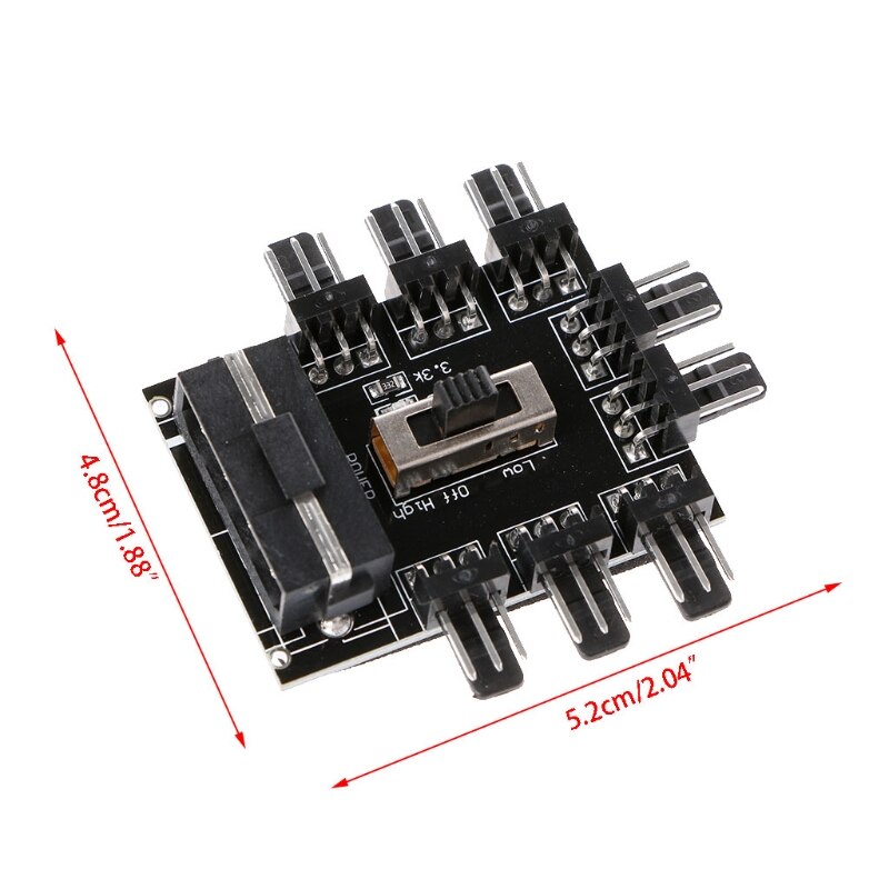 PC IDE Molex 1 To 8 Way Splitter Cooling Fan Hub 3-Pin 12V Power Socket PCB Adapter 40JB