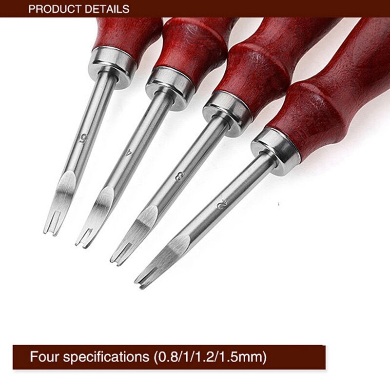 Diy beukenhouten handvat leertrimmer schilgereedschap 0.8 / 1 / 1.2 / 1.5mm lederen afschuining schuine kant ambachtelijke diy praktische leerbewerkingstool