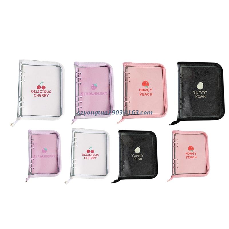 P82C A5/A6 6 Hole Zippered Loose Leaf Notebook Cover Planner Binder Ring Clips Photo Organizer Shell Diary Transparent Case