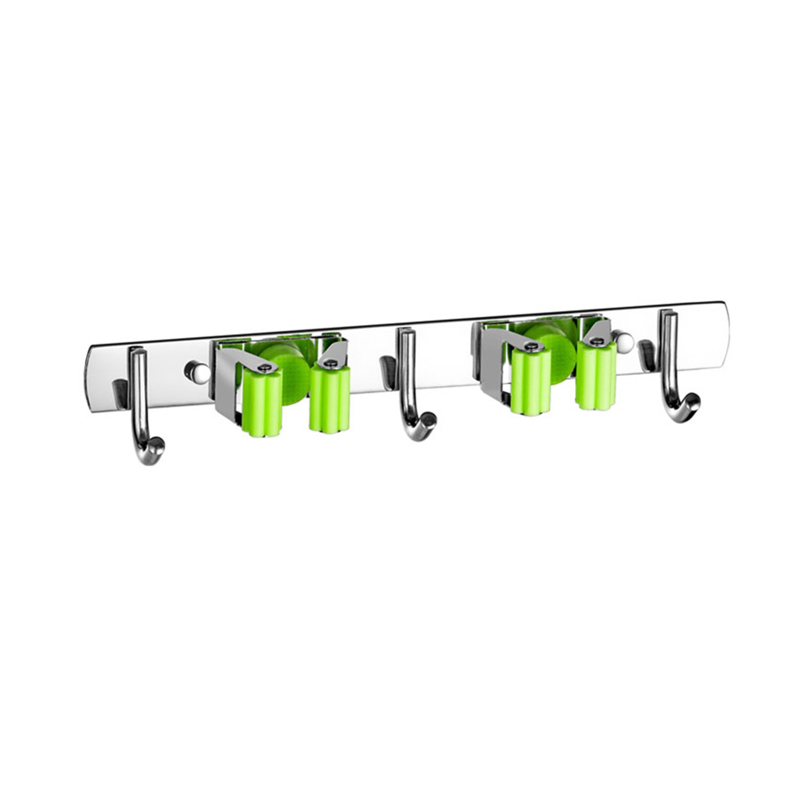Bezem Houder Zware Praktische Clip Mop Organizer Wall Mount Haak Roestvrij Staal Opslag Ruimtebesparend Hanger Multifunctionele: green 3