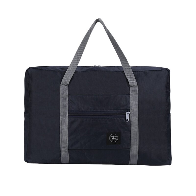 Waterdichte Opvouwbare Nylon Bagage Tas Unisex Casual Schoudertassen Kleine Licht Handtas Draagbare Trip Hand Reistas Met Hang: Black