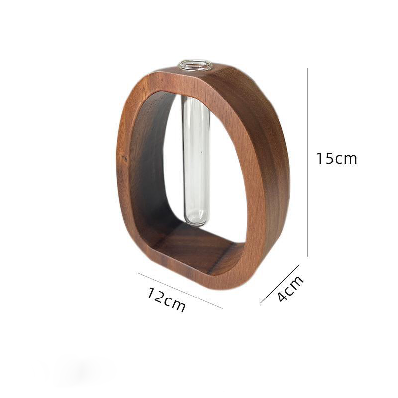 Holz Glas Blumenvase Hydrokultur Blume Hydrokultur Wasserpflanze für ​ Valentinstag Hochzeit Arrangement Vase Desktop Ornamen: YELLOW