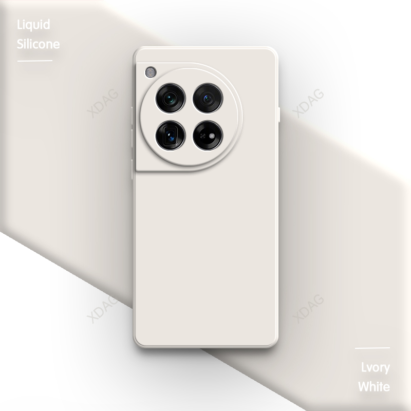 Original Phone Case for OnePlus 12 12R 5G Accessories Soft Classic High Qualtiy Liquid Silicone Simple Couples Cover Funda Shell: Orange / For iPhone 13