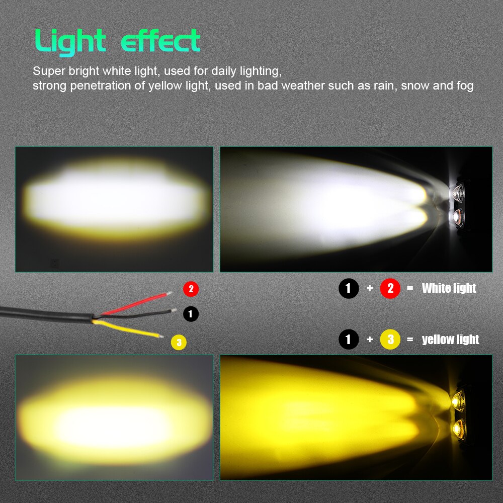 UNI-SHINE 3inch Led Light Bar/Work Light 100W 6000K 3000K White Yellow Led Work Light Bar for Offroad Tractor Truck 4x4 SUV ATV