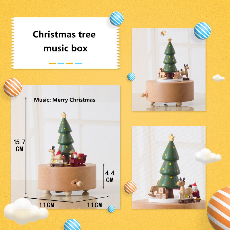 Wooden Music Box Musical Wooden Boxes Birthday Music Box Christmas Home Decoration Accessories: 10