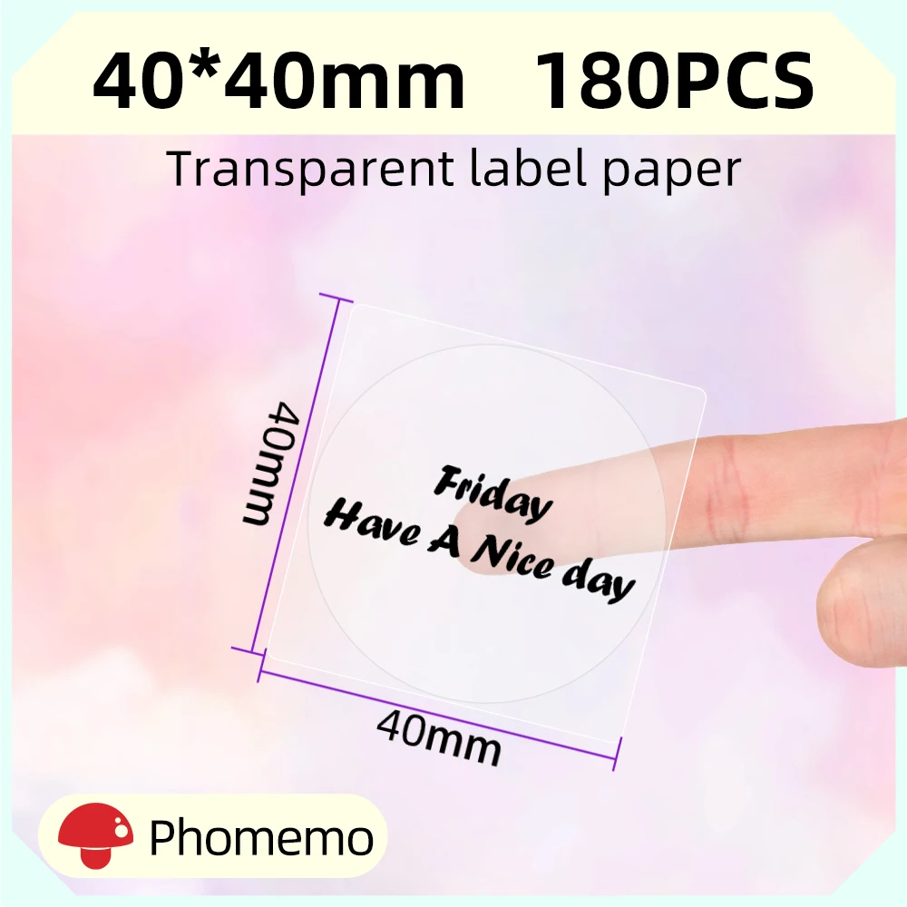 Phomemo Clear Transparent Square Round Labels Paper for Phomemo M110 M220 M221 Printer Thermal Sticker Printable Paper 40x30mm: green