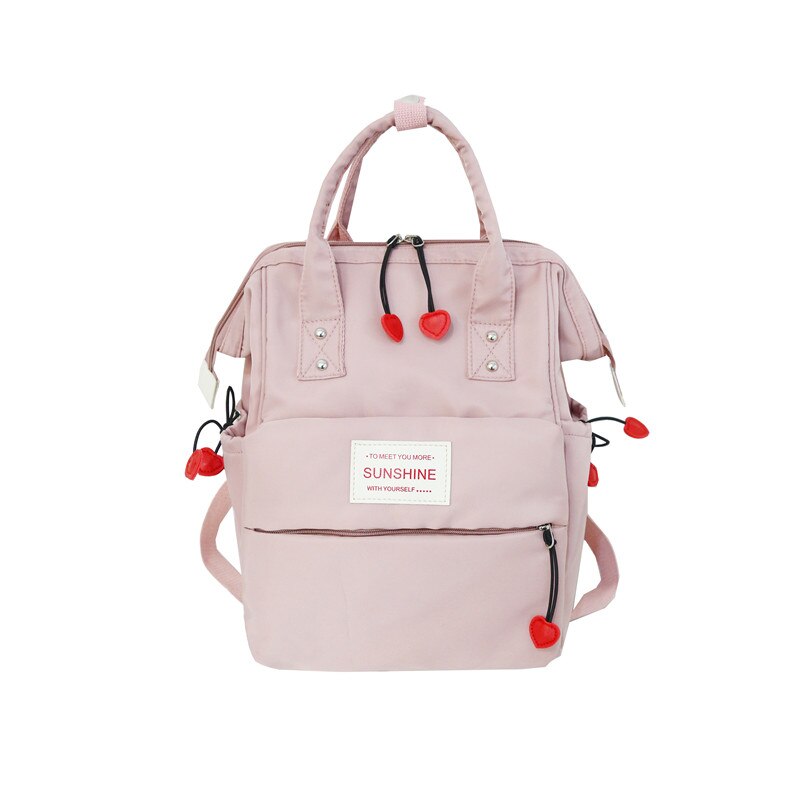 Nylon rugzak dames casual rugzakken dames hoge capaciteit terug naar school tas tienermeisjes reizen studenten mochila bolsa: Roze