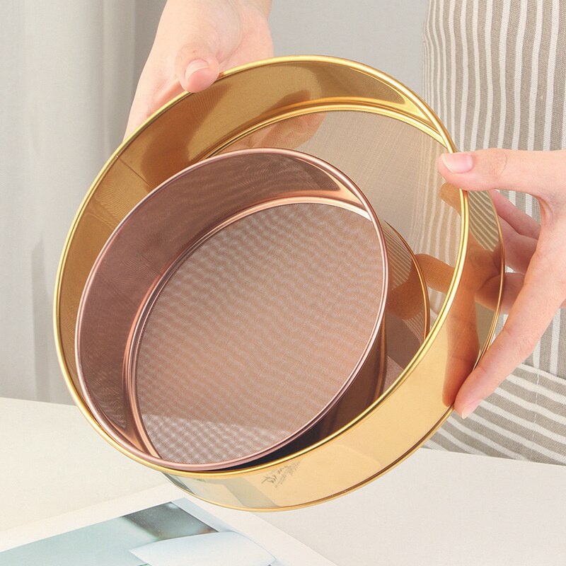 1/2Pcs Cuisine Rond Fine Maille Tamis Filtre À Farine Domestique Tamis à Farine En Acier Inoxydable Filtre à Thé De Cuisson Poudre De Cacao Tamis