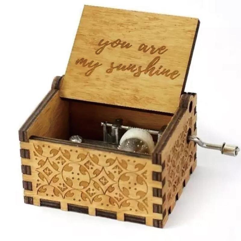 Antieke gesneden houten muziekdoos mijn zonneschijn liefde papa decoratie liefdeskist kerst verjaardag moeder anonieme moeder stuur  c1 g 3: Jij bent mijn zonneschijn