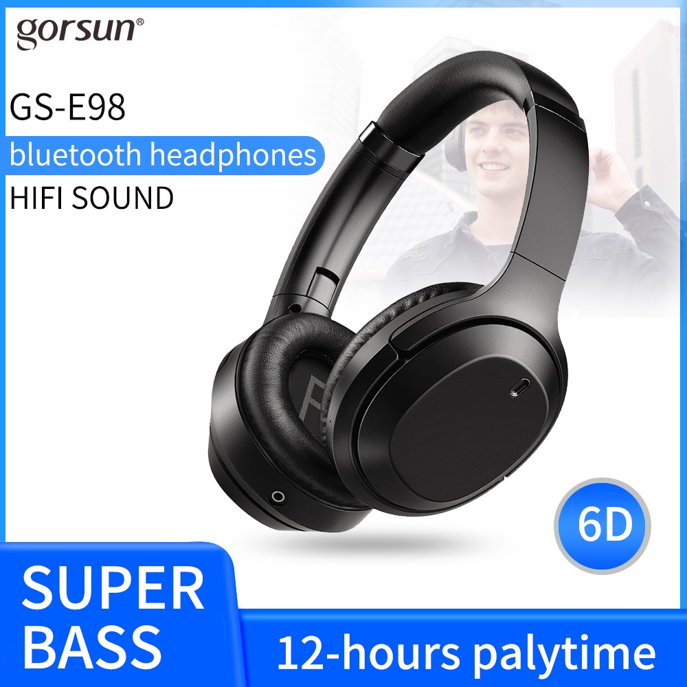 Gursun E98 Headset Bluetooth Headset Bedrade Draadloze Headset Opvouwbaar Bluetooth 5.0 Stereo Headset, Aux Met Microfoon