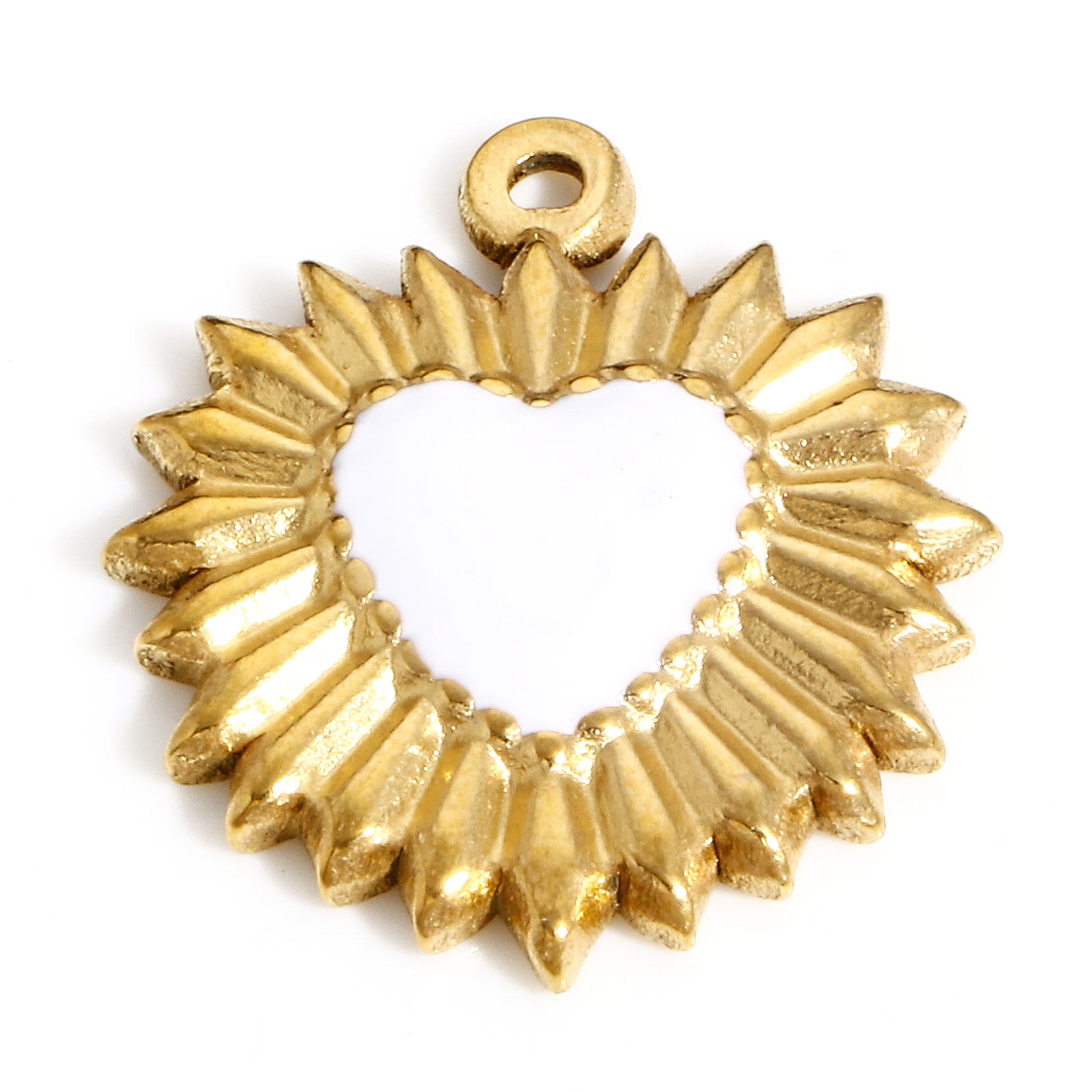 Dijes de corazón de acero inoxidable 304, colgantes de esmalte de mal de ojo religioso para la fabricación de joyas, collar del Día de San Valentín, hallazgos Diy, 1PC: Color dorado