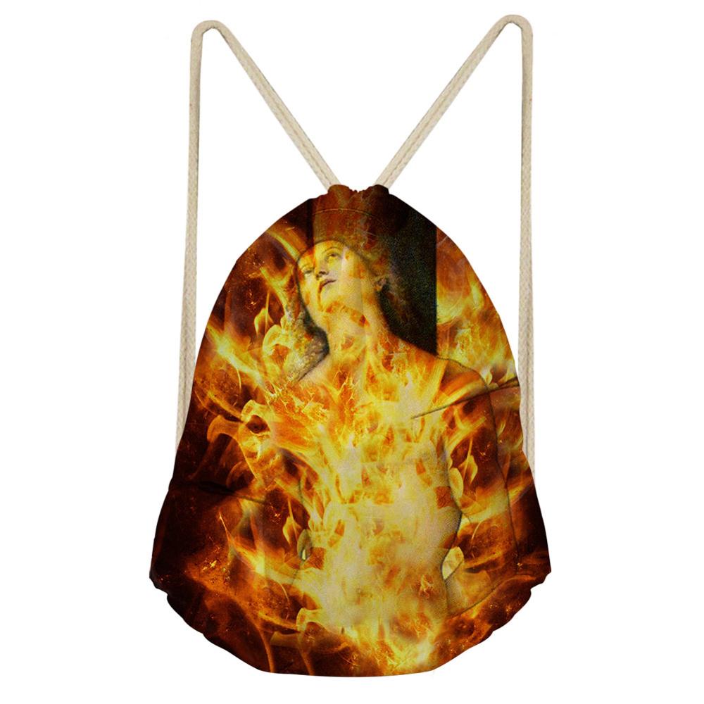 Noisydesigns erittäin kova tiger fire sarja painettu reppu naisille tytöille kiristysnauha laukku rento matka säilytyslaukut mochila: Cc1399 z 3