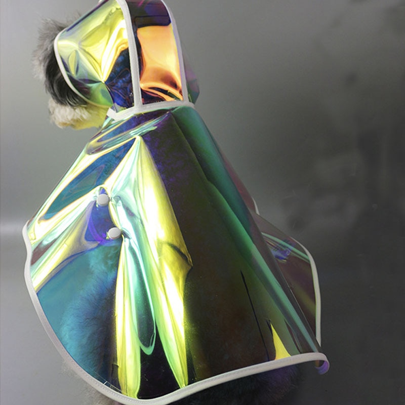 Kolorowy płaszcz przeciwdeszczowy dla psów wodoodporny płaszcz przeciwdeszczowy z kapturem oddychający wiatroszczelny przezroczysty ponczo przeciwdeszczowe dla małych średnich psów chihuahua L