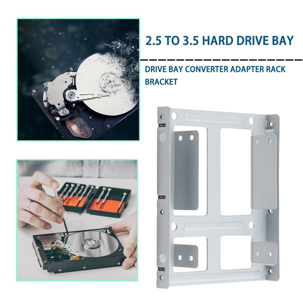 Aluminum 2-Bay 2.5 Inch SSD HDD Hard Disk to 3.5 Inch Drive Bay Converter Adapter Rack Bracket With 12 Screws