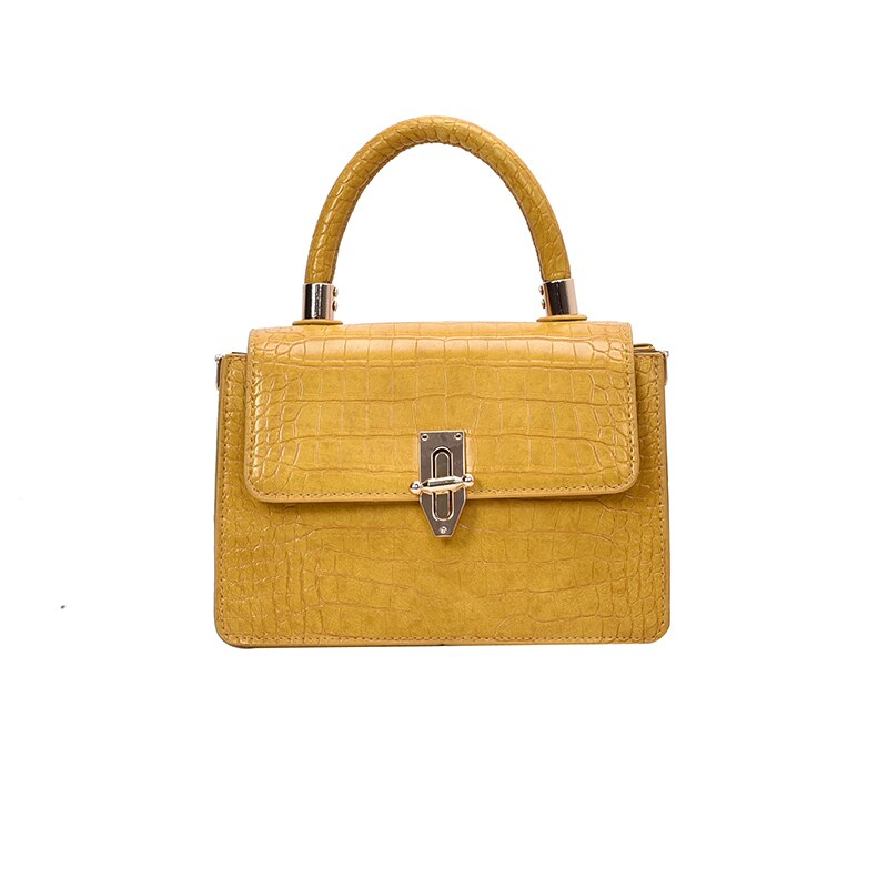 Crossbodytassen met krokodillenmotief voor dames, kleine handtas met ketting, kleine tas van pu-leer, avondtassen voor dames: Geel