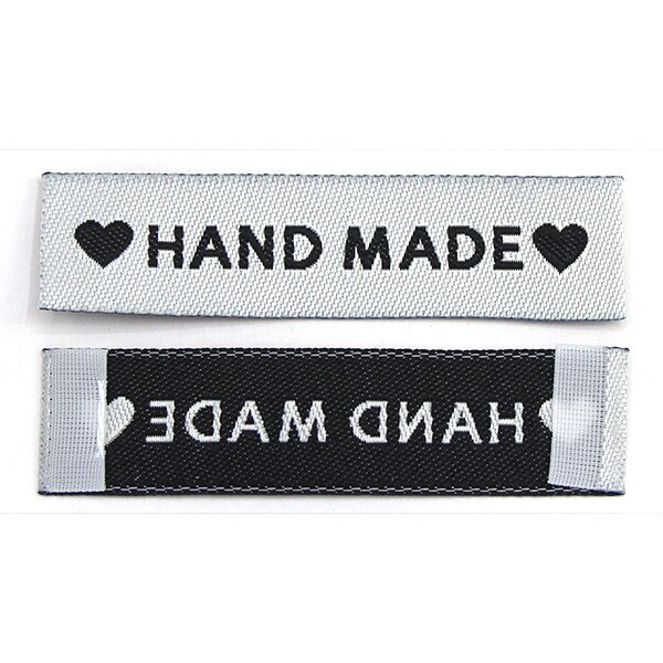 50 stk labels hjerte tøj tags håndlavet label til tøj fold håndlavet tags diy hat/kurv/tørklæde sy tilbehør 60 x 15mm: Hvid