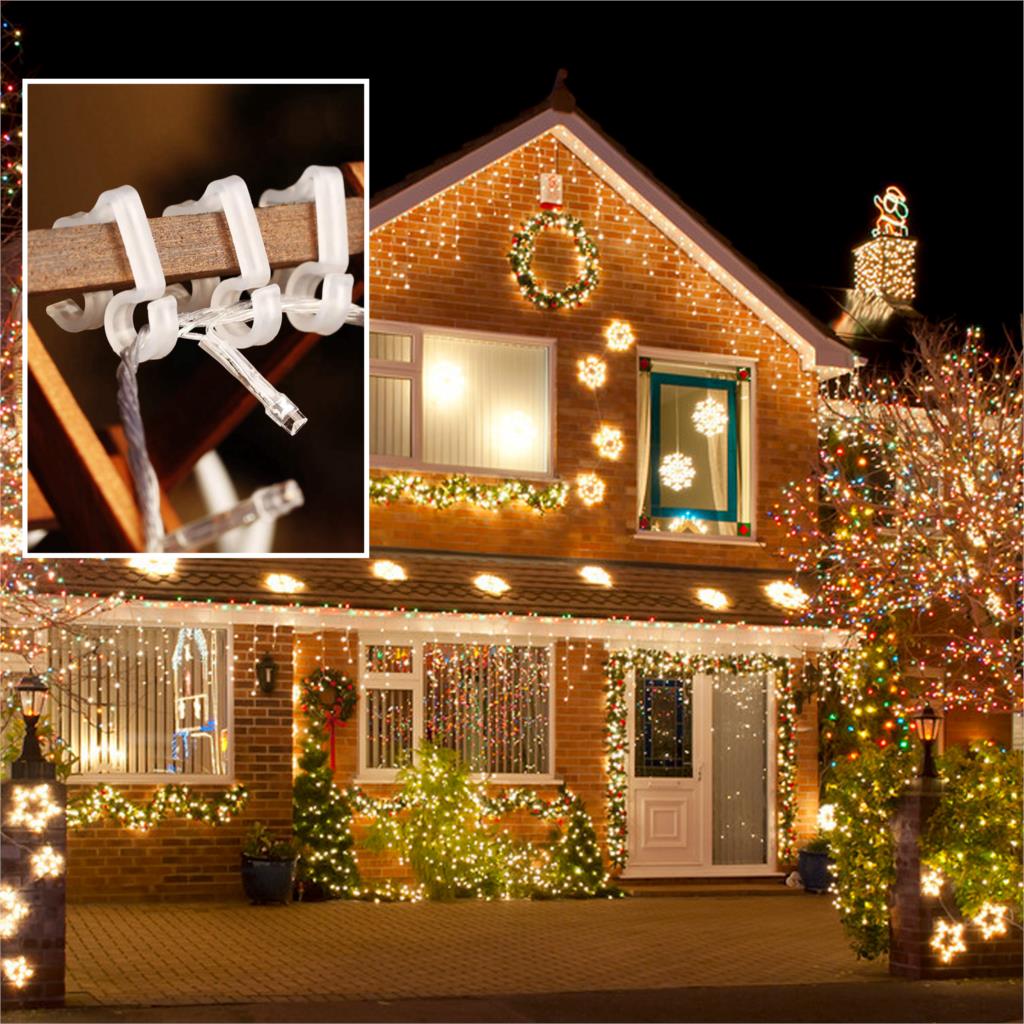 100Pcs Gutter Hangen Haken S Clip Haken Voor Kerst Decoratie Buiten Lichtslingers Licht Fairy Seizoen Kerst Decoratie