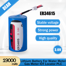 3.6V 19000mAh EVE ER34615M ER34615 Lithium Battery With Plug For Water Meter Gas Meter IOT Locator PLC D Size Li-ion Batteria