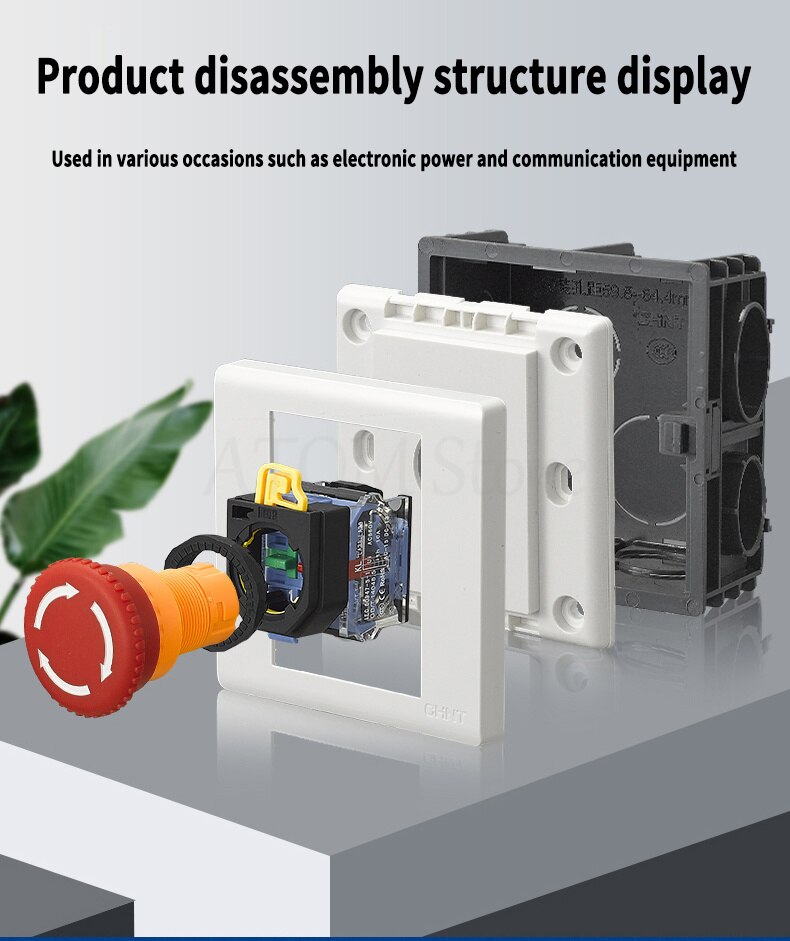 Concealed button switch control box industrial switch button with emergency stop indicator light start stop two position switch