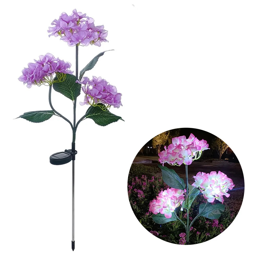 Tuinverlichting op zonne-energie Buitenverlichting, kleurrijk hortensia kunstbloemlicht op zonne-energie voor tuinpaddecoratie: orange