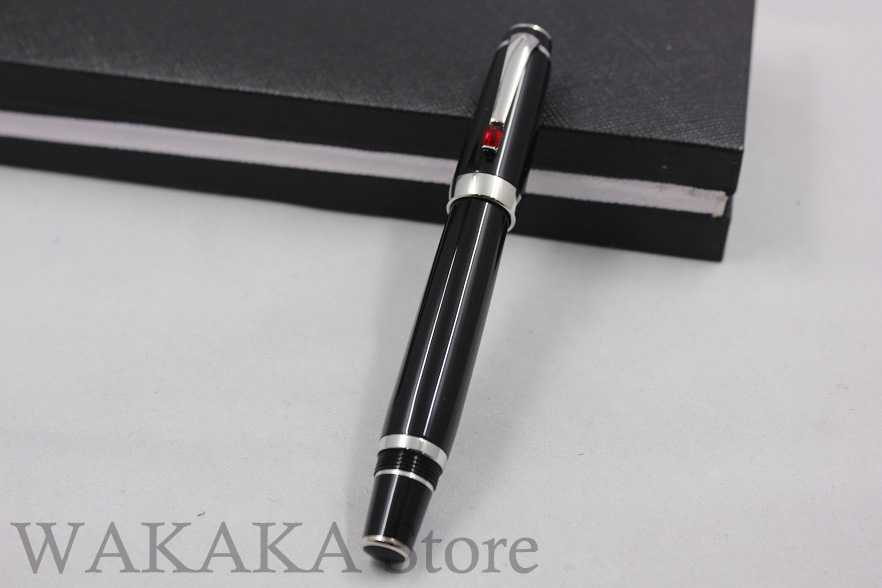 Luxury Wakaka mon stone Roller Gel pen roller ball blanc ink pen: Silver Red