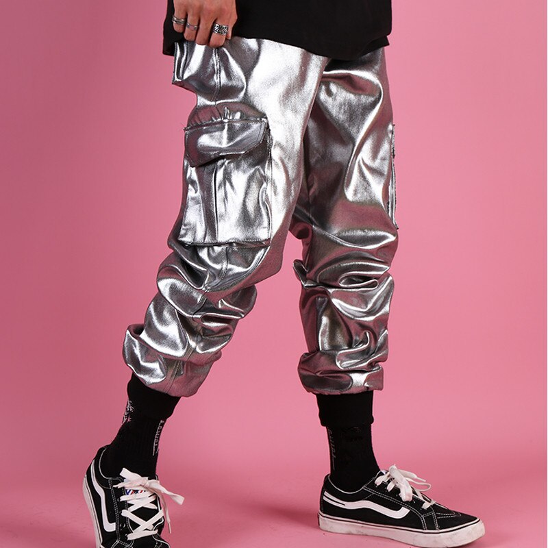 Marée hommes chanteur argent sarouel pantalons longs danseur HIP HOP Rock danse Performance Costume discothèque spectacle scène crayon pantalon