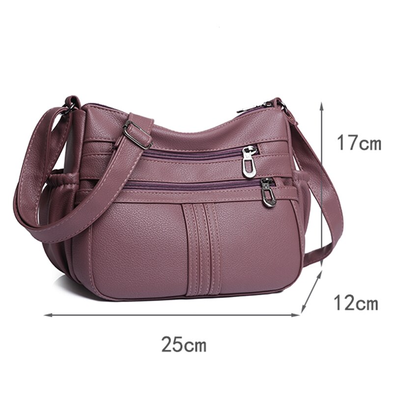 Vrouwen Schouder Messenger Bag Crossbody Handtassen En Portemonnees Zachte Pu Lederen Multifunctionele Boekentassen Zwart 2022
