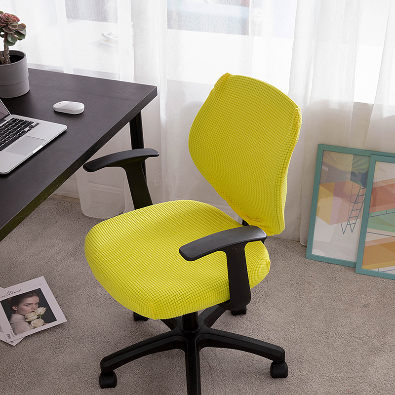 2 pièces/ensemble haute élastique Plaid velours chaise de bureau couvre épaissir ordinateur Spandex fendu housse de siège fauteuil couverture Textile de maison: YELLOW
