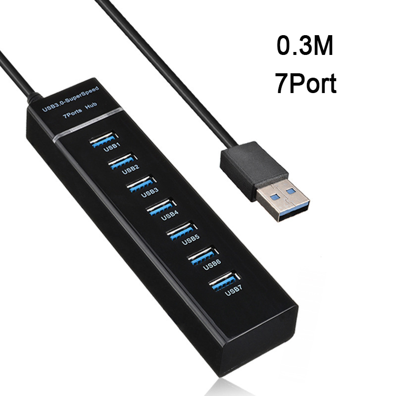 USB 3.0 5 Gb/s Szybki koncentrator USB 4 7-portowy rozdzielacz USB Multiport do komputera PC Stacja dokująca Adapter do Macbooka PC Laptop: Różowy