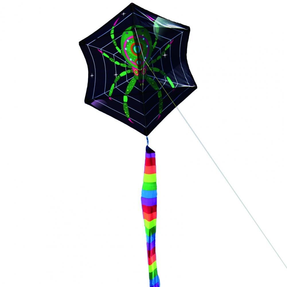 Nützlicher, sechseckiger drachen mit spinnenmuster für den außenbereich, windbeständiges spinnennetz: Grün