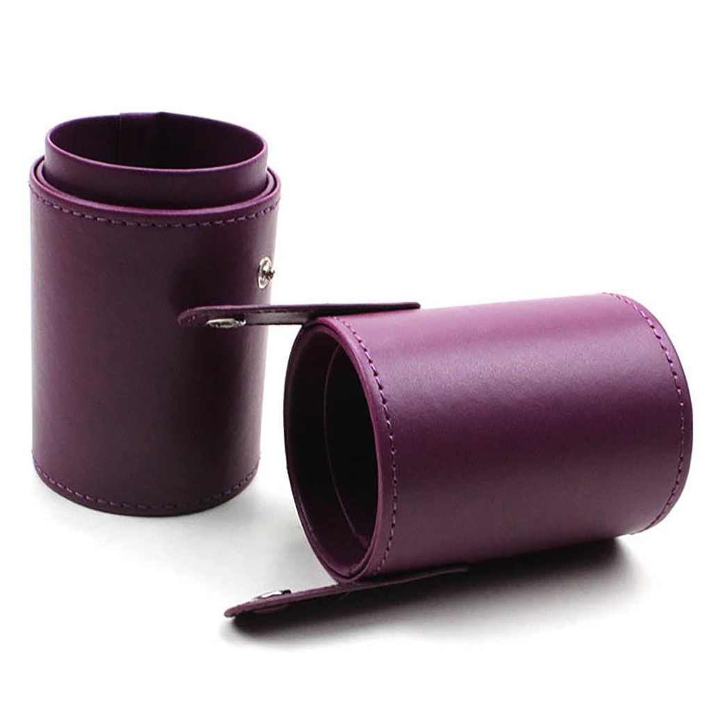 Portable Travel Makeup Brushes Round Pen Holder Cosmetic Case Pu Leather Cup Brush Holder Tube Storage Organizer #L20