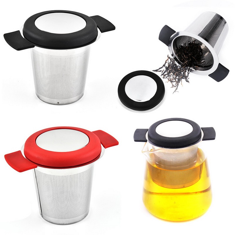 Til løse te kaffefiltre rustfrit stål te infuser kurv genanvendeligt filter ekstra fintmasket te sil med håndtag