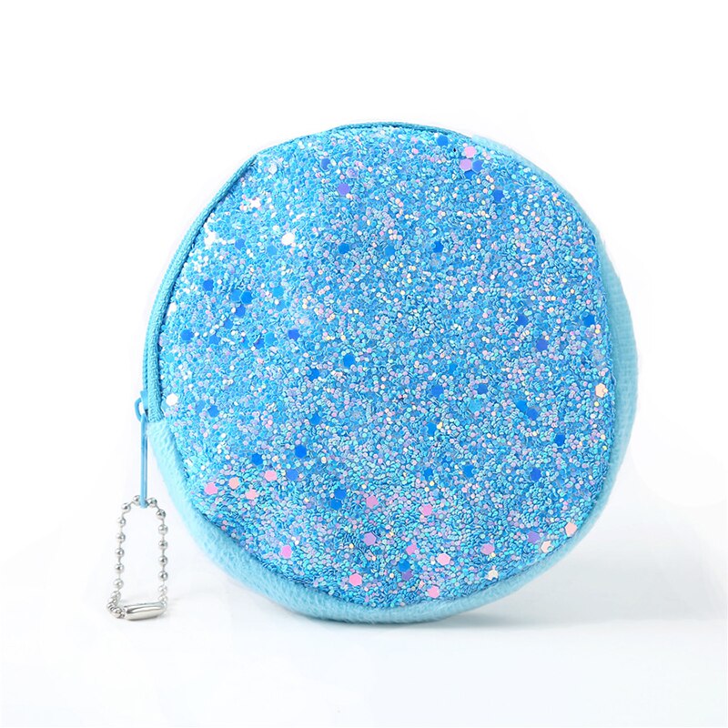 Women Mini Coin Bag Sequined Wallet Bag Card Bag Wallet Zero Children's Bag Key Case Party Evening Headphone Storage Bag: blue circle