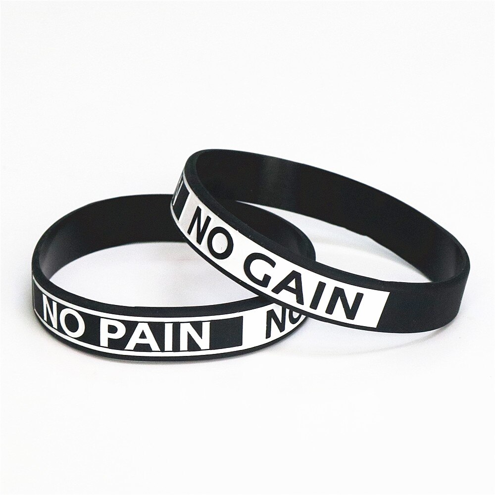 Lukeni 50Pcs Siliconen Armband Bangles No Pain No Gain Motivatie Siliconen Polsbandje Volwassen SH082