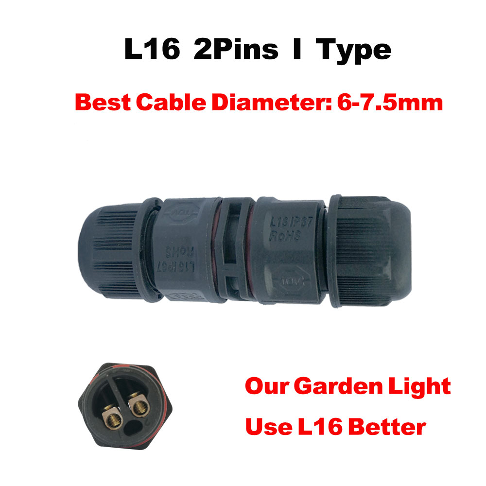 IP67 Waterproof Connector 2 Pin 3 Pin Electrical Terminal Wire Adapter Connector Screw and Soldering Pin connector for LED Light: L16-2I
