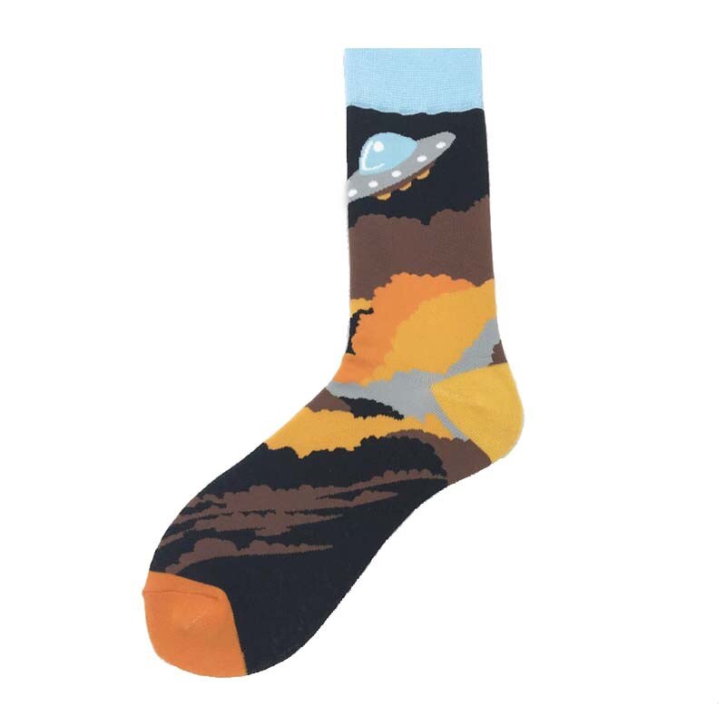 autumn and winter outer space socks 1 cotton socks couple tube socks cartoon alien socks: 11