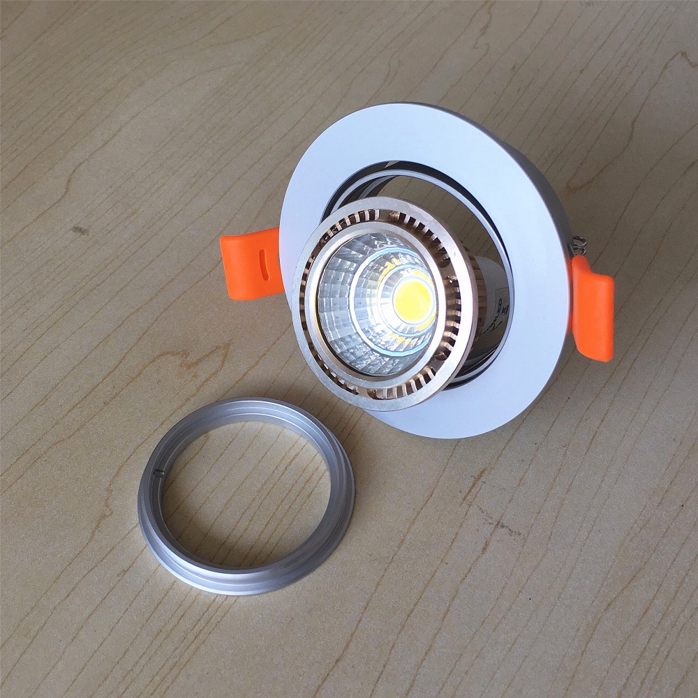2pcs Wit Ronde Verzonken LED Plafondlamp Verstelbare Frame MR16 GU10 Lamp Cutou 65MM LED Plafond Spot Light verlichtingsarmaturen