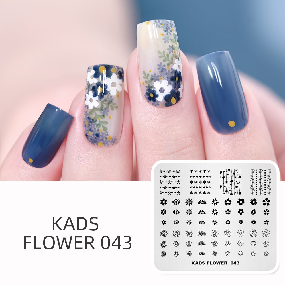 KADS Blume 043 Blume Thema Einfache Nagel Kunst Bild Stempel Platten Vorlage Werkzeuge Bild Nagel-kunst, Platten