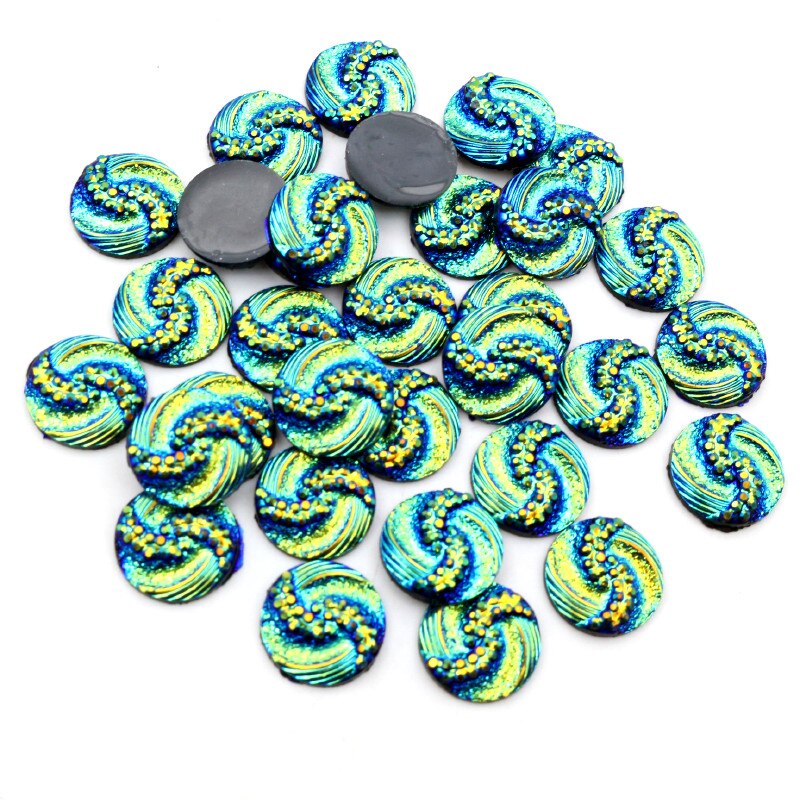Nowa moda 40 sztuk 12mm Mix niebieski kolory kwiat styl z płaskim z powrotem Cabochons żywiczne Cameo: H1-40